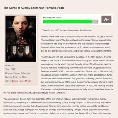 The Curse of Audrey Earnshaw (Fantasia Fest)